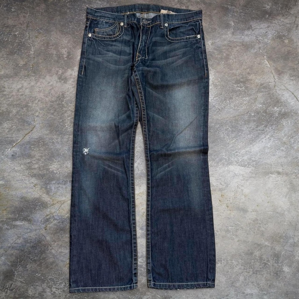 Vintage Monarchy Distressed Bootcut Jeans Men's Size 36x33.5 Western Denim Y2K